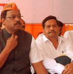 Mangal Prabhat Lodha  with Vinod Tawde & Poonam Mahajan